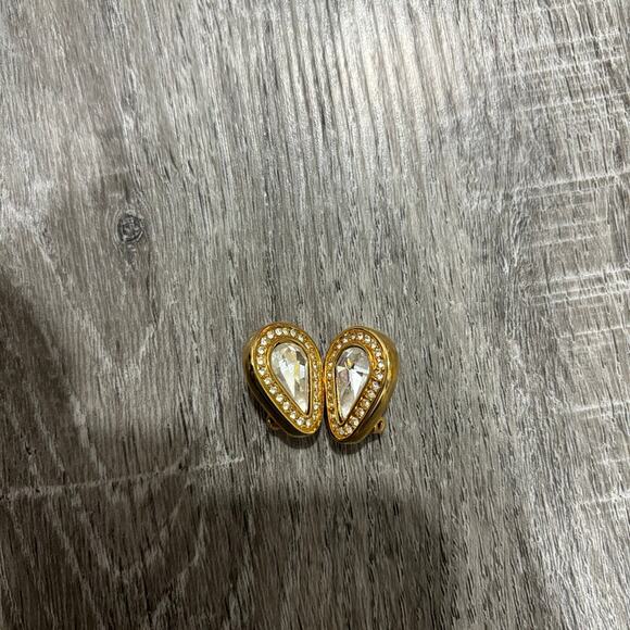 Vintage SWAROVSKI gold crystal designer runway clip on earrings - Picture 1 of 8